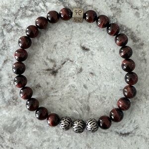 Men's Aurum Brothers Tiger Eye Bead Bracelet with Silver Accent Beads